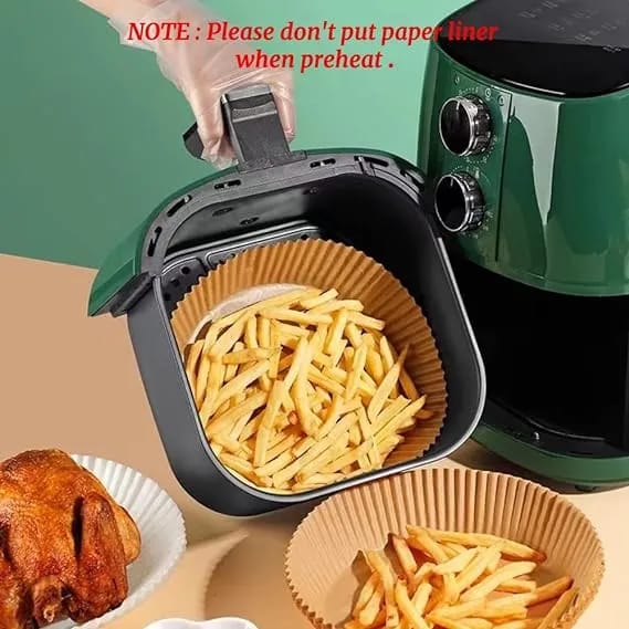 Air Fryer Paper Liners, 50 PCS Non-stick Disposable Liners, Baking Paper for Air Fryer Oil-proof, Water-proof, Food Grade Parchment for Baking Roasting Microwave