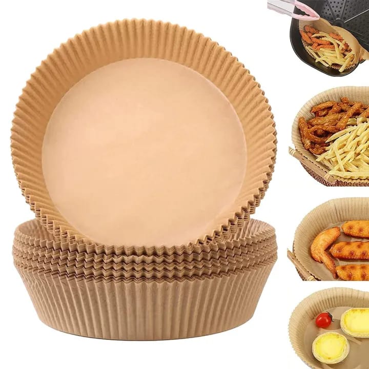 Air Fryer Paper Liners, 50 PCS Non-stick Disposable Liners, Baking Paper for Air Fryer Oil-proof, Water-proof, Food Grade Parchment for Baking Roasting Microwave