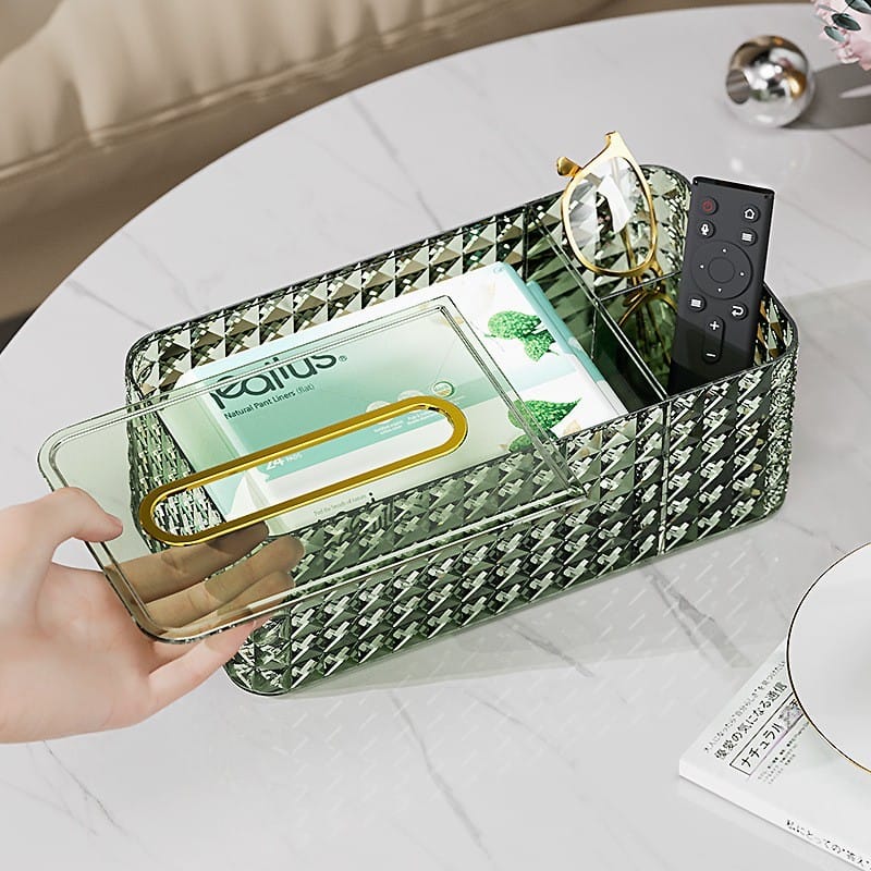 Multifunctional 2 in 1 Acrylic Tissue Box with Holder