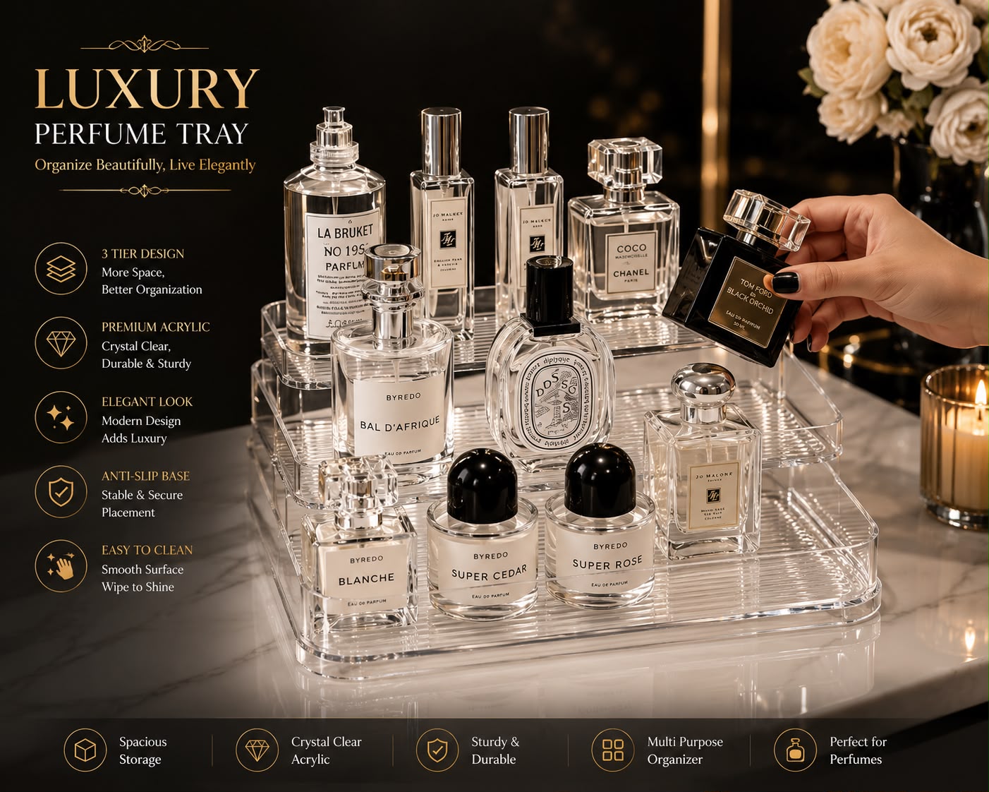 3 Layer Acrylic Perfume Tray