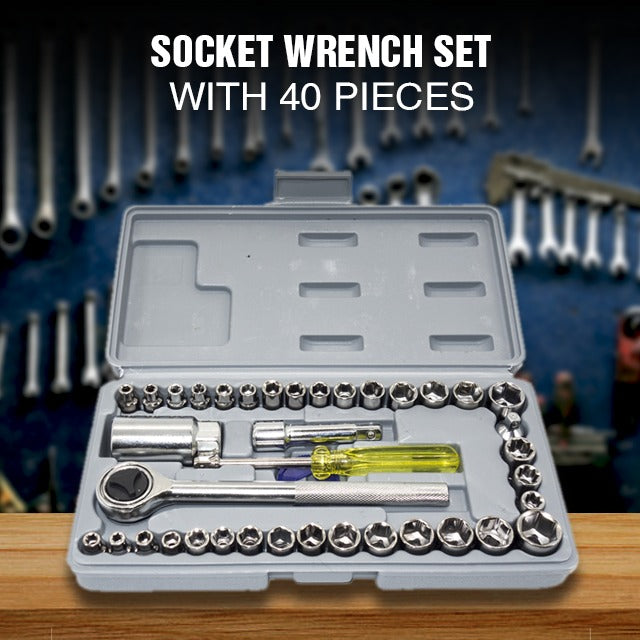 Aiwa 40 Pcs Socket Wrench Set Tool Kit Combination Set Small Travel Car Tool Set