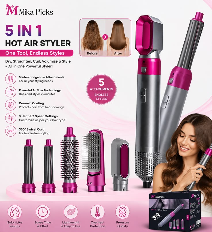 5 In 1 Hair Styler One Tool, Multiple Hairstyles
