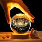3D Galaxy Crystal Ball Night Light With Wooden Base