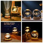 3D Galaxy Crystal Ball Night Light With Wooden Base