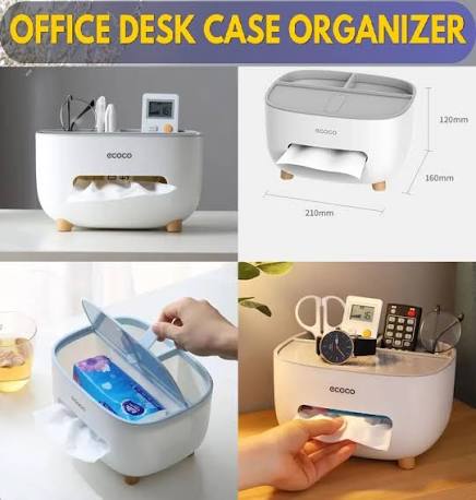Ecoco Tissue Box Holder With Remote Control Storage 2-In-1 Desktop Organizer Multi Functional Plastic Tissue Dispenser Case Smartphone Stand Cosmetic Storage Box