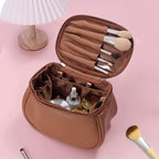 Portable makeup pouch or bag feminine large size waterproof travel toiletries tissue cute PU ladies toiletry bag