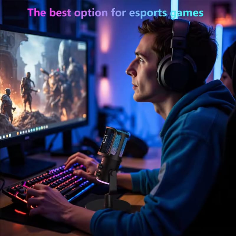 NeePho NP-M02 Microphone NeePho NP-M02 Microphone Compact condenser microphone with ANC, echo adjustment, and RGB lighting. Designed for streamers and creators who want clear vocals and a modern desktop mic look.