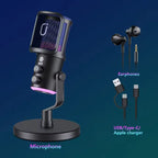 NeePho NP-M02 Microphone NeePho NP-M02 Microphone Compact condenser microphone with ANC, echo adjustment, and RGB lighting. Designed for streamers and creators who want clear vocals and a modern desktop mic look.