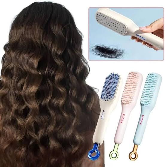 Telescopic self-cleaning Hair brush