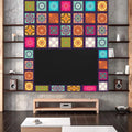 12Pcs Colourful Tiles Stickers For Home Decor