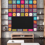 12Pcs Colourful Tiles Stickers For Home Decor