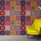 12Pcs Colourful Tiles Stickers For Home Decor
