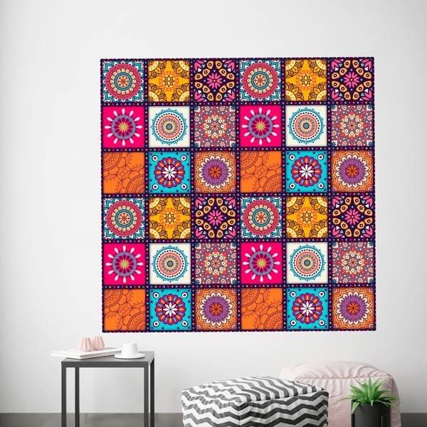 12Pcs Colourful Tiles Stickers For Home Decor