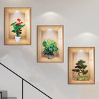 3Pcs Wooden Flower Stickers Natural Wall Decor