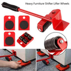 Furniture Moving Tool Heavy Object Mover Furniture Transport Lifter & Furniture Slides 4 Wheeled Mover Roller+1 Wheel Bar Hand Tools Set
