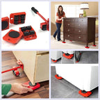 Furniture Moving Tool Heavy Object Mover Furniture Transport Lifter & Furniture Slides 4 Wheeled Mover Roller+1 Wheel Bar Hand Tools Set