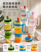 Internet Red Explosions High Color Value Large Capacity Thermos Cup 316 Stainless Steel Cup with Handle Straw Water Cup