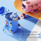 School Bus bottle Bus Shaped Water Bottle For Kids - Leak-proof School Bus Water Bottle with Straw & Strap