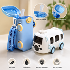 School Bus bottle Bus Shaped Water Bottle For Kids - Leak-proof School Bus Water Bottle with Straw & Strap