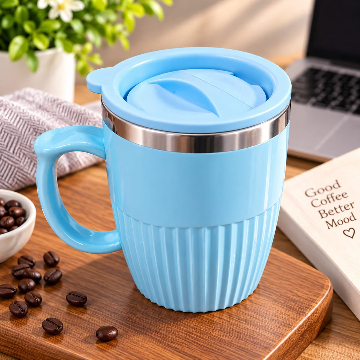 Lineo Stainless Steel Coffee Mug With Cap - 400ML