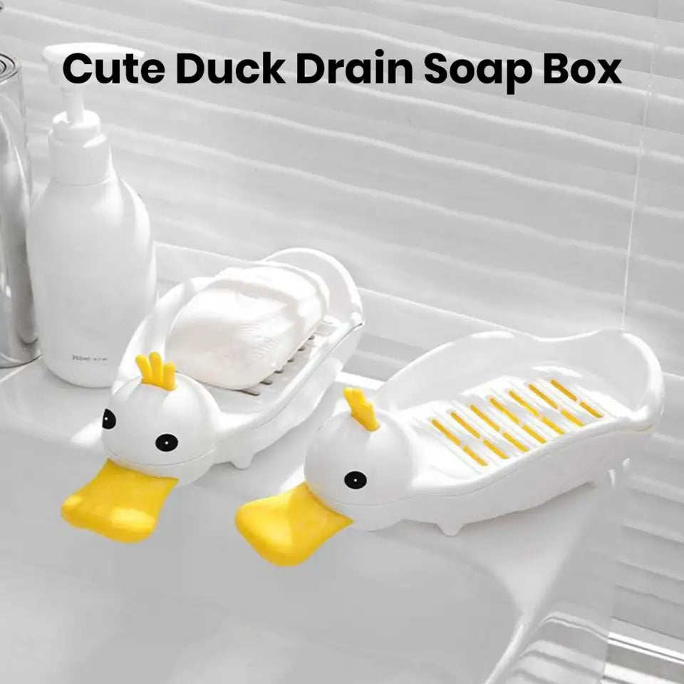 Cute Duck Soap Dish with Drain for Bathroom - Portable and Separable Cartoon Soap Box