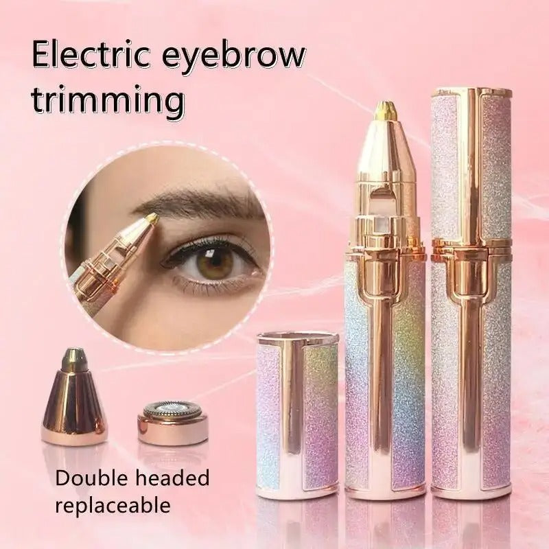 2 in 1 Flawless (Pink) Eyebrow shaping & Upper-Lip Hair removal Machine | 2 in 1 function eyebrow and upper lips trimmer