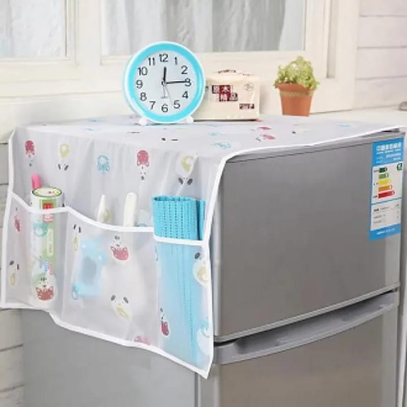 Fridge Cover (China) Printed Fridge Dust Cover Waterproof Refrigerator Dustproof Cover with 6 Pocket Household Freezer (High quality)