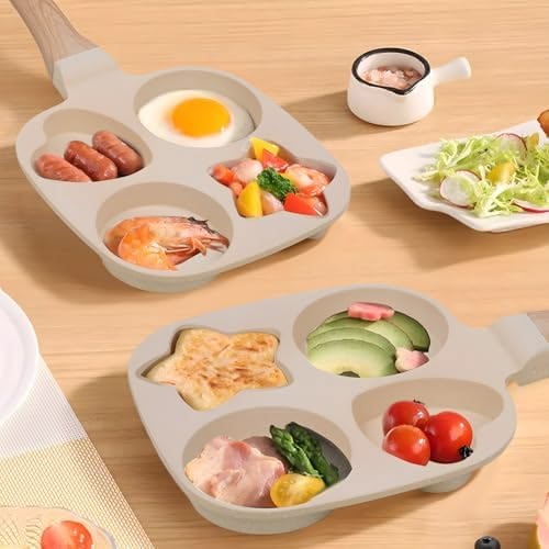 Egg Frying Pan, 1 Set 4 Hole Skillet with Handle, Cooking Accessories, Kitchen Gadgets Cookware for Breakfast Egg Toast