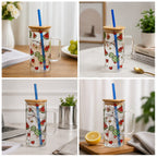 Fruit Design Glass Sipper with Lid & Straw