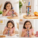 Fruit Design Glass Sipper with Lid & Straw