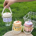 Pearl Finish Glass Tumbler With Lid & Straw