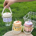 Pearl Finish Glass Tumbler With Lid & Straw