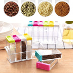 6pcs Seasoning Spice Kitchen Jar set with Crystal Tray (with Box Packing)
