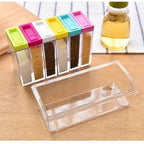 6pcs Seasoning Spice Kitchen Jar set with Crystal Tray (with Box Packing)