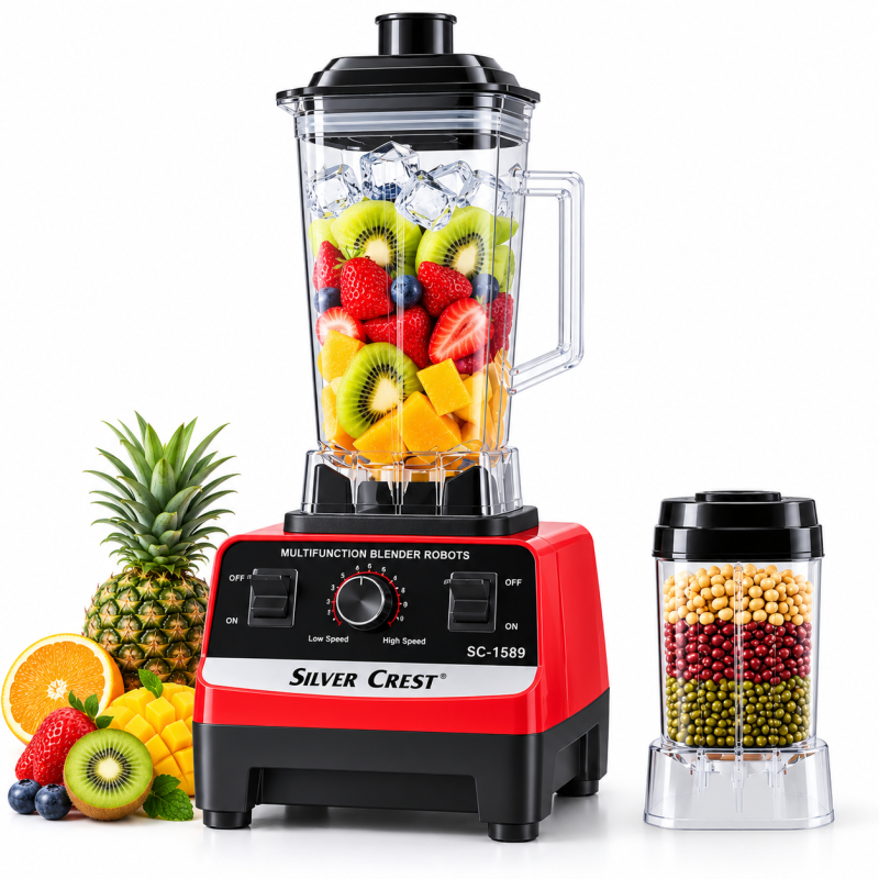 Silver Crest SC-1589 4500W Heavy Duty 2-in-1 Blender & Smoothie Maker | 2L Jar, Ice Crusher & Juicer