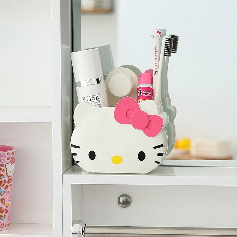 Hello Kitty Multifunctional Toothbrush Holder  Wall Mounted Bathroom Storage Rack