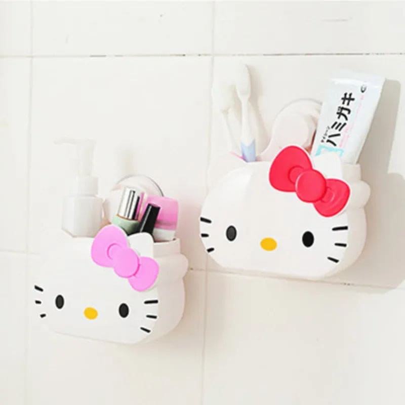 Hello Kitty Multifunctional Toothbrush Holder  Wall Mounted Bathroom Storage Rack
