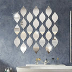 Acrylic Mirror Wall Decals – 12pcs Leaf Design Stickers