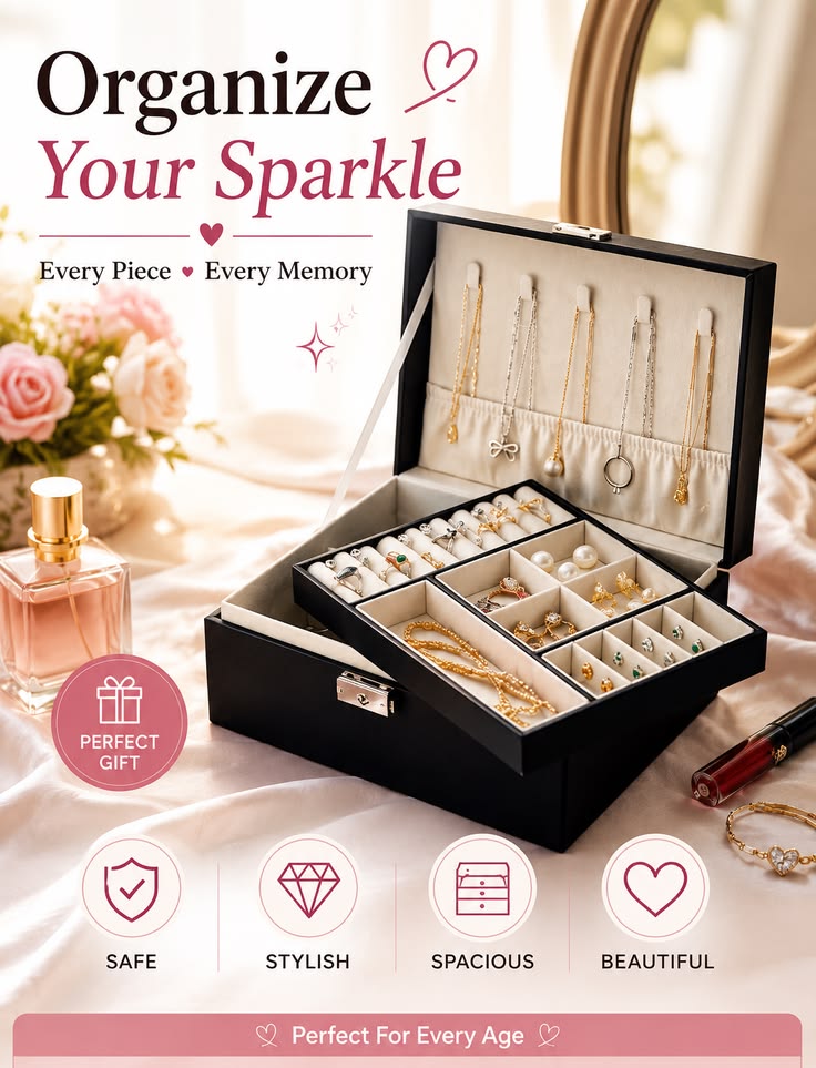 Dual Layer Luxurious Large Capacity Jewellery Organizer With Lock