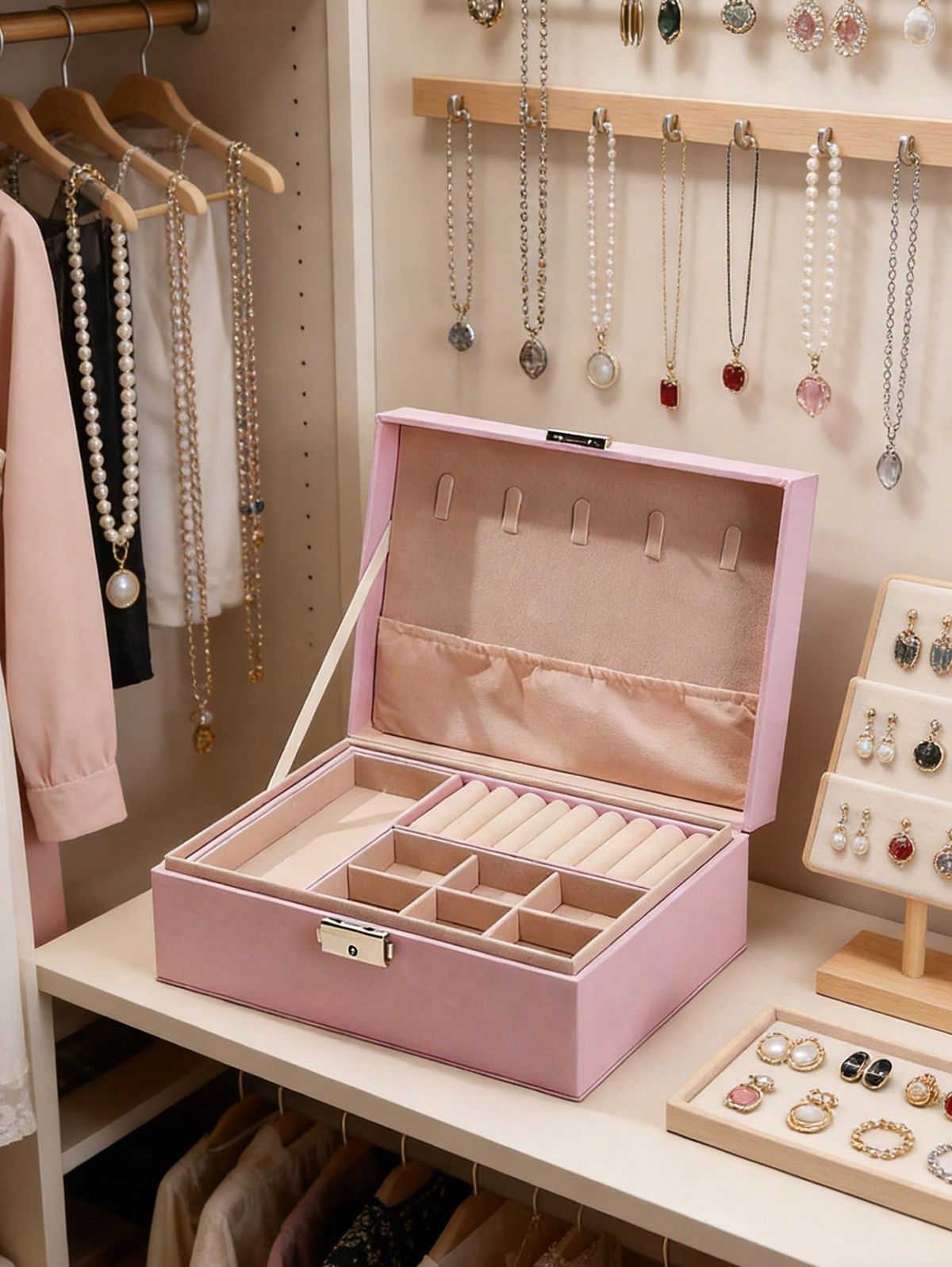 Dual Layer Luxurious Large Capacity Jewellery Organizer With Lock