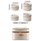 Insulated Lunch Box Set Portable 4-Piece Adult Food Container with Thermal Bag for Food Packaging