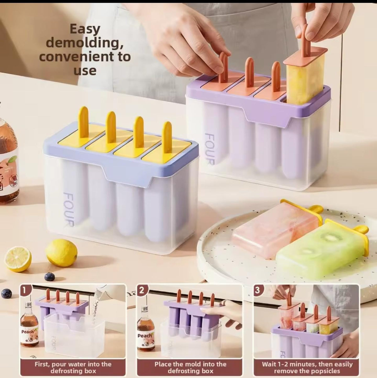 Food Grade Household 4 Grid Popsicle Maker