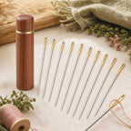 30 Piece Easy Thread Sewing Needle Set With Wooden Storage Case 30 Piece Easy Thread Sewing Needle Set With Wooden Storage Case