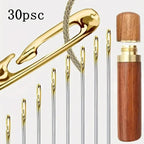 30 Piece Easy Thread Sewing Needle Set With Wooden Storage Case 30 Piece Easy Thread Sewing Needle Set With Wooden Storage Case