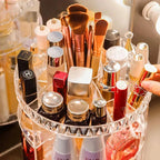 Diamond cut Makeup Organizer 360-Degree Rotating Cosmetic Storage Box with Adjustable & Large Capacity in Diamond Pattern