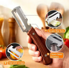 3-in-1 Stainless Steel Vegetable Peeler with Wooden Handle