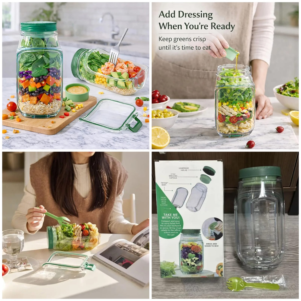 Salad Pod Storage Jar 🥗 Keep Your Salads Fresh On-The-Go