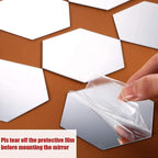 12Pcs Hexagon Silver Mirror For Home Decor (4x4inch)