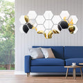 12Pcs Hexagon Silver Mirror For Home Decor (4x4inch)