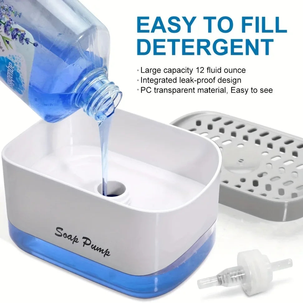 Soap Pump Caddy Soap Dispenser, Automatic 2 in 1 Liquid Soap Dispenser Automatic Soap Pump With Sponge Holder Latest Kitchen Tool Good Quality